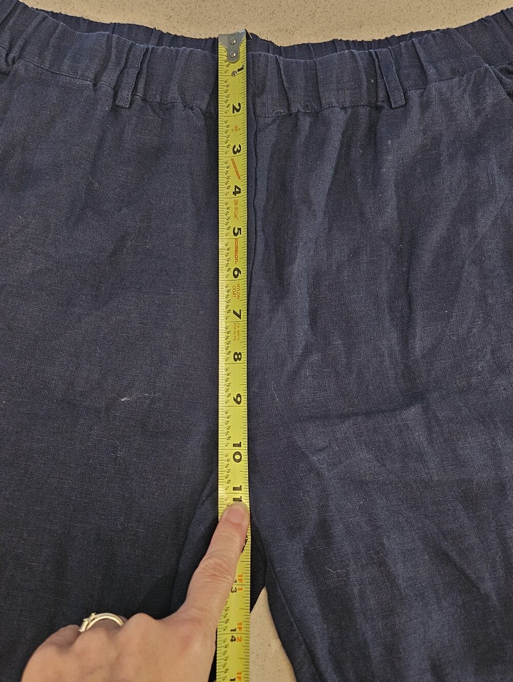 Quince Dark Blue 100% Linen SZ M Pull On Relaxed Fit Cropped Casual Pants - Picture 9 of 13